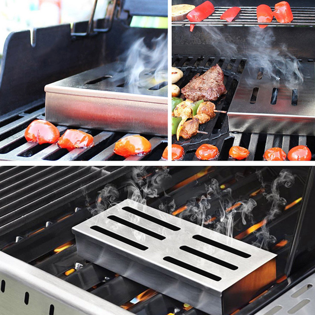 Smoker Box Wood Chip - RVS BBQ rookbox houtskool rookbak grill