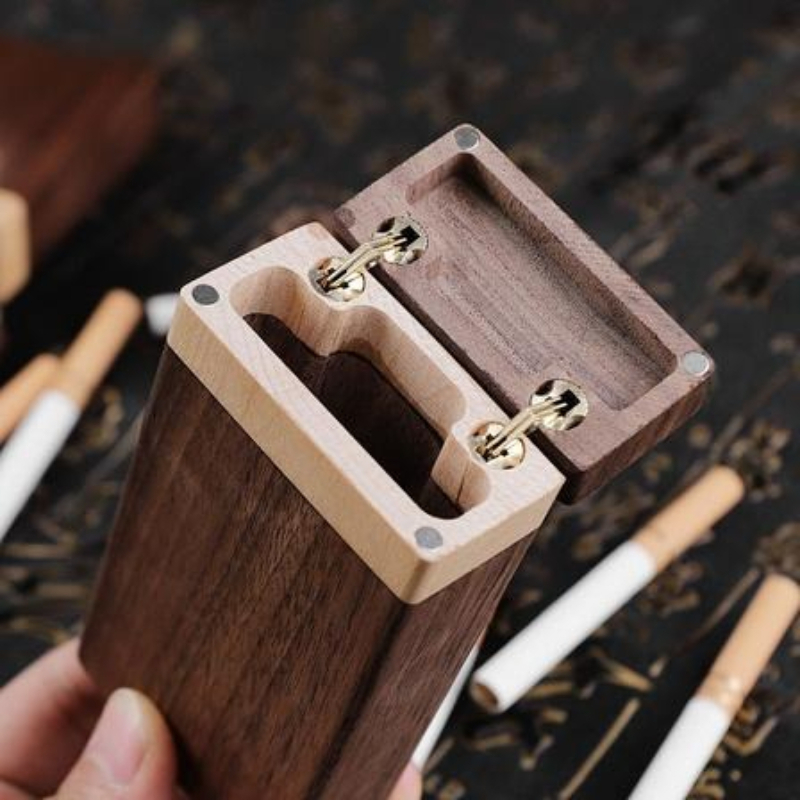 Smoker Box Wood Chip - Houten sigarettenkistje van hoogwaardig zwart walnoot,