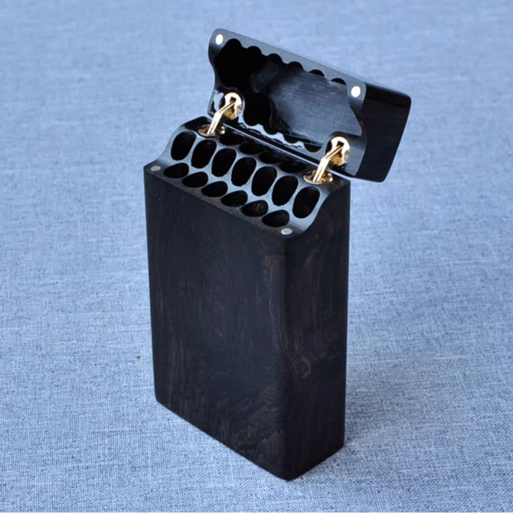 Smoker Box Wood Chip - Ebbenhouten Flip Sigarettenkoker Draagbare Massief Houten